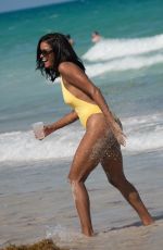 CLAUDIA JORDAN in Swimsuit at a Beach in Miami 04/13/2018