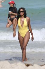 CLAUDIA JORDAN in Swimsuit Celebrates Her 45th Birthday in Miami Beach 04/13/2018