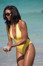 CLAUDIA JORDAN in Swimsuit Celebrates Her 45th Birthday in Miami Beach 04/13/2018