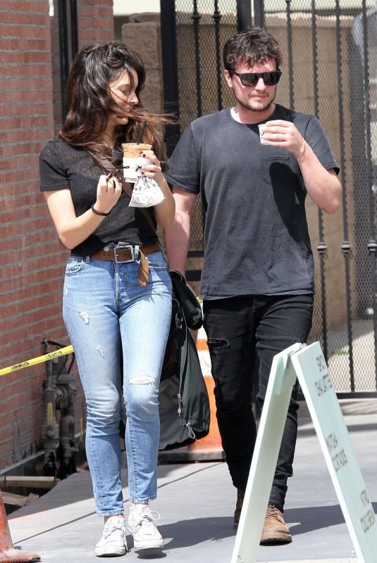 CLAUDIA TRAISAC and Josh Hutcherson Leaves Alfred’s Coffee in Los Angeles 04/05/2018