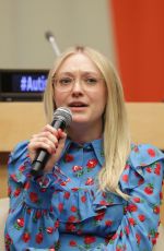 DAKOTA FANNING Speaks at United Nations World Autism Day Meetings in New York 04/05/2018