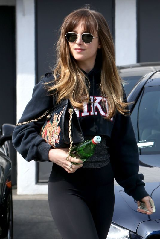 DAKOTA JOHNSON Leaves Meche Hair Salon in Beverly Hills 04/05/2018