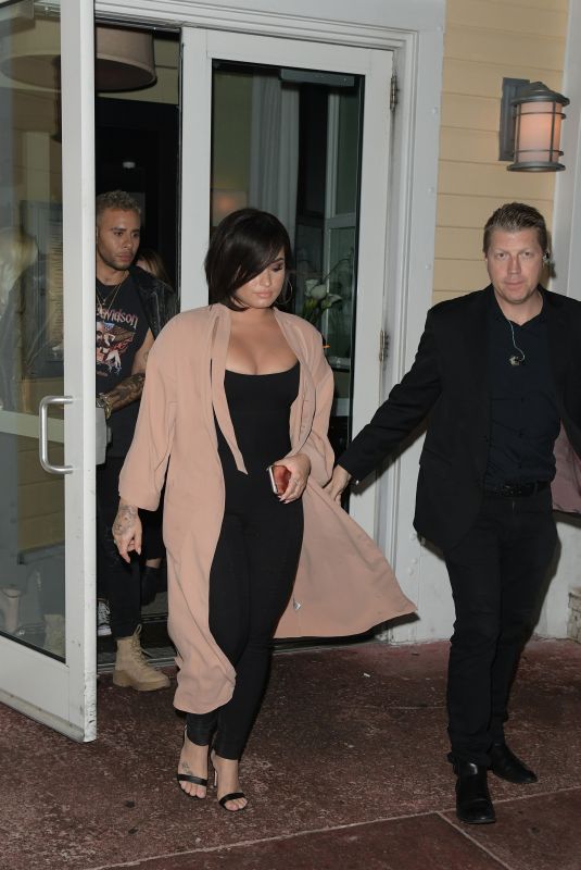 DEMI LOVATO Out for Dinner in Miami 03/29/2018