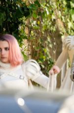 EIZA GONZALEZ and EMMA ROBERTS on the Set of Paradise Hill in Barcelona 04/17/2018