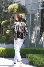 ELISABETTA CANALIS in Jeans and Leather Jacket Out in West Hollywood 04/26/2018
