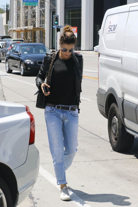 ELISABETTA CANALIS in Jeans and Leather Jacket Out in West Hollywood 04/26/2018