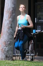 ELLE FANNING in Leggings at a Gym Session in Los Angeles 04/06/2018