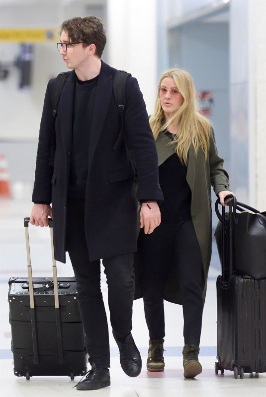 ELLIE GOULDING and Caspar Jopling at JFK Airport in New York 04/01/2018