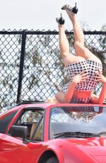 ELSA HOSK on the Set of Ferrari Photoshoot in Los Angeles 04/17/2018