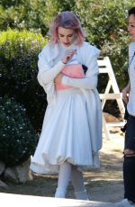 EMMA ROBERTS on the Set of Paradise HIlls in Barcelona 04/05/2018