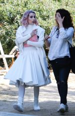 EMMA ROBERTS on the Set of Paradise HIlls in Barcelona 04/05/2018