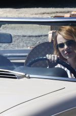 EMMA STONE Drives Her Classic Convertible in Malibu 04/25/2018