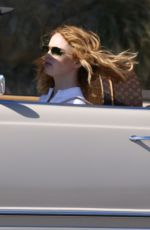 EMMA STONE Drives Her Classic Convertible in Malibu 04/25/2018
