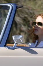 EMMA STONE Drives Her Classic Convertible in Malibu 04/25/2018