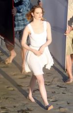 EMMA STONE on the Set of a Photoshoot at a Beach in Miami 04/25/2018