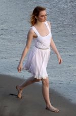 EMMA STONE on the Set of a Photoshoot at a Beach in Miami 04/25/2018