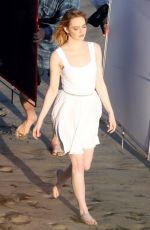 EMMA STONE on the Set of a Photoshoot at a Beach in Miami 04/25/2018