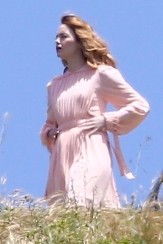 EMMA STONE on the Set of a Photoshoot in Malibu 04/27/2018
