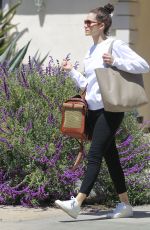 EMMY ROSSUM with Her Dog in a Pet Purse Out in Hollywood 04/11/2018