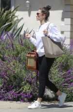EMMY ROSSUM with Her Dog in a Pet Purse Out in Hollywood 04/11/2018