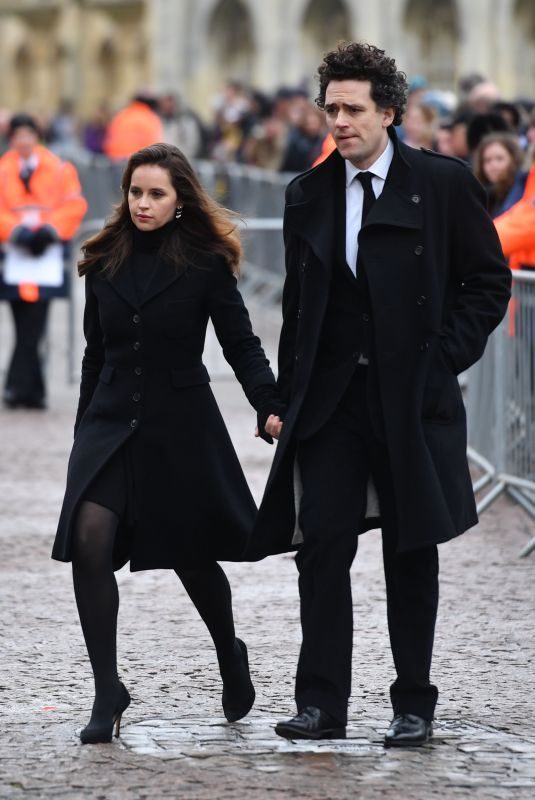 FELICITY JONES Arrives at Stephen Hawking’s Funeral in Cambridge 03/31/2018
