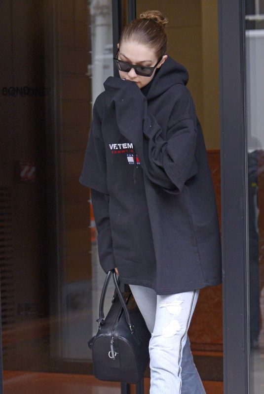 GIGI HADID Heading to a Photoshoot in New York 04/10/2018
