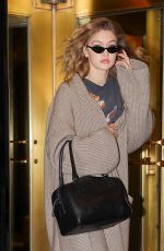 GIGI HADID Leaves Carlyle Hotel in New York 04/17/2018
