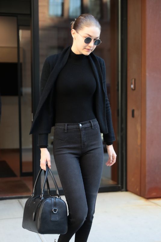 GIGI HADID Leaves Her Apartment in New York 04/11/2018