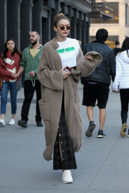 GIGI HADID Out in New York 04/28/2018