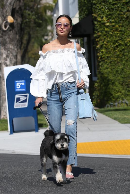 JAMIE CHUNG Out withe Her Dog in Beverly Hills 04/04/2018
