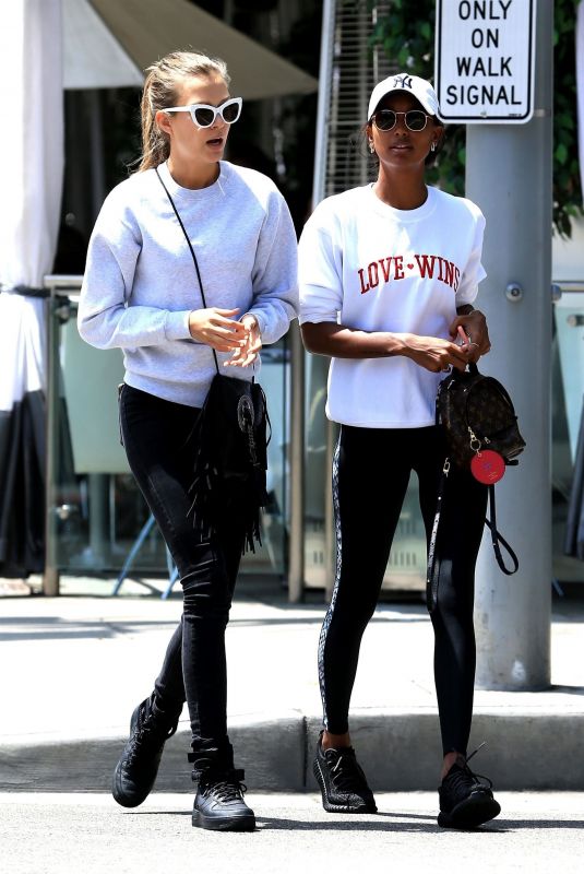 JASMINE TOOKES and JOSEPHINE SKRIVER Out for Lunch at Villa Blanca in Beverly Hills 04/24/2018