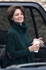 KATIE HOLMES Arrives on the Set of New Fox FBI Drama in Chicago 04/06/2018
