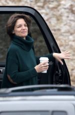 KATIE HOLMES Arrives on the Set of New Fox FBI Drama in Chicago 04/06/2018