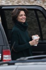 KATIE HOLMES Arrives on the Set of New Fox FBI Drama in Chicago 04/06/2018