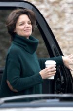 KATIE HOLMES Arrives on the Set of New Fox FBI Drama in Chicago 04/06/2018