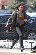 KATIE HOLMES on the Set of Untitled FBI FOX Project in Chicago 04/10/2018