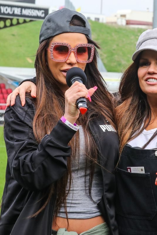 KATIE PRICE and KERRY KATONA at Cellebrity Soccer Match at Sixfields Stadium in Northampton 04/15/2018