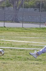 KENDRA WILKINSON at a Soccer Game in Los Angeles 04/15/2018