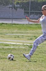 KENDRA WILKINSON at a Soccer Game in Los Angeles 04/15/2018