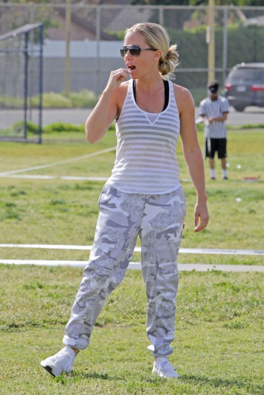 KENDRA WILKINSON at a Soccer Game in Los Angeles 04/15/2018