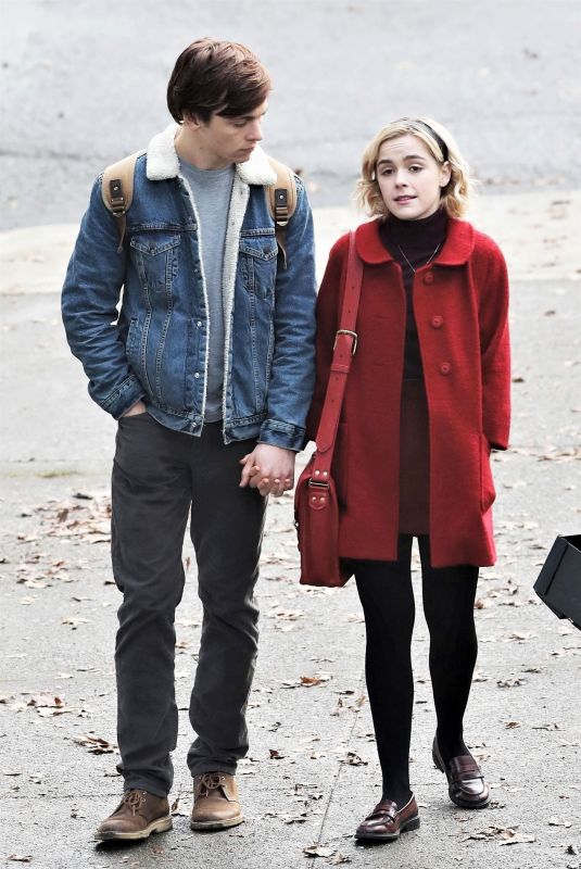 KIERNAN SHIPKA on the Set of The Chilling Adventures of Sabrina in Vancouver 04/04/2018