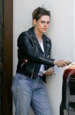 KRISTEN STEWART in Biker Leather Jacket Out in Los Angeles 04/20/2018