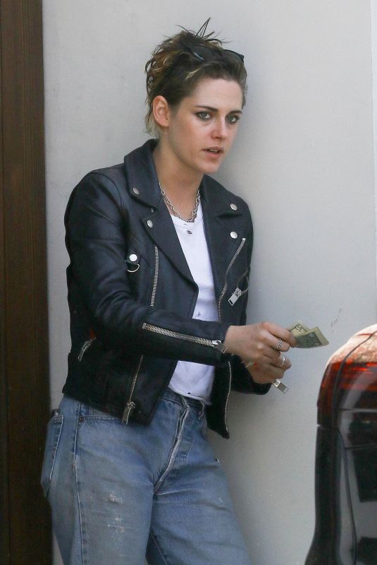 KRISTEN STEWART in Biker Leather Jacket Out in Los Angeles 04/20/2018