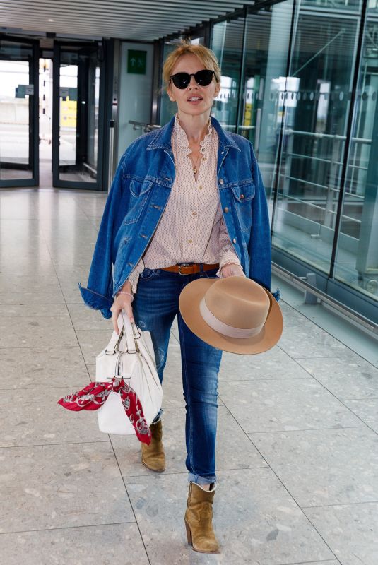 KYLIE MINOGUE Arrives at Heathrow Airport in New York 04/23/2018