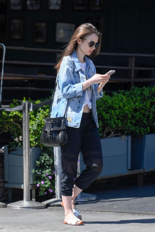 LILY COLLINS Out and About in Los Angeles 04/12/2018