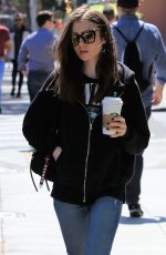 LILY COLLINS Out for Coffee in Los Angeles 04/16/2018