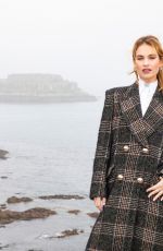 LILY JAMES at The Guernsey Literary and Potato Peel Pie Society Photocall in Guernsey 04/12/2018