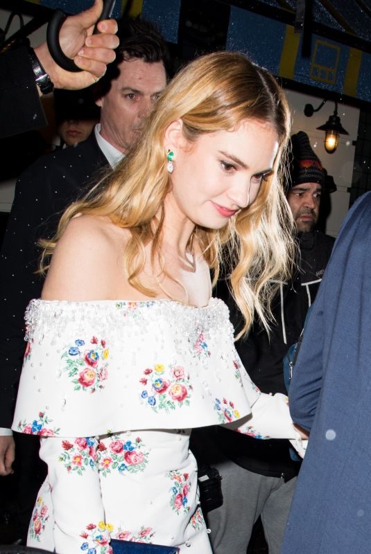 LILY JAMES Leaves The Guernsey Literary and Potato Peel Pie Society After Partyin London 04/09/2018\