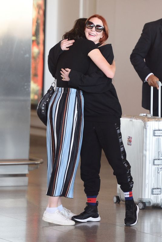 LINDSAY and ALI LOHAN at JFK Airport in New York 04/23/2018