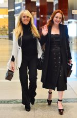LINDSAY and DINA LOHAN Leaves Michael Lohans Birthday Dinner in New York 04/28/2018